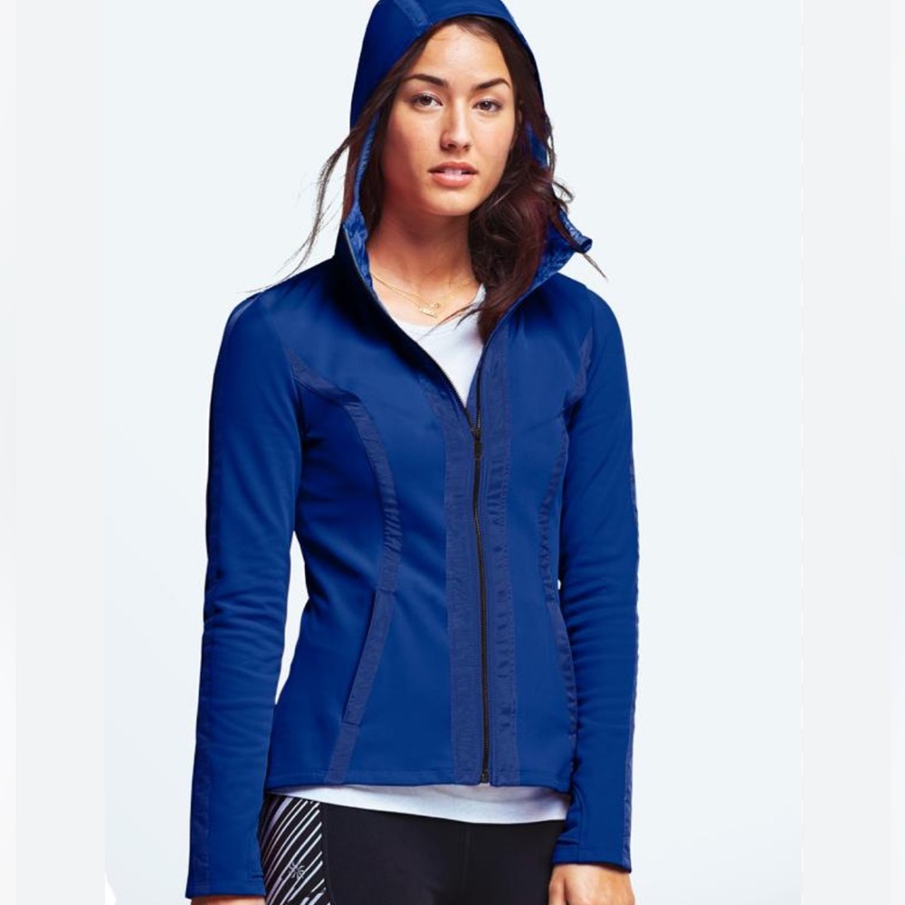 Athleta Verbier Full Zip Hooded Performance Running Hiking Jacket Zip Pockets 💙